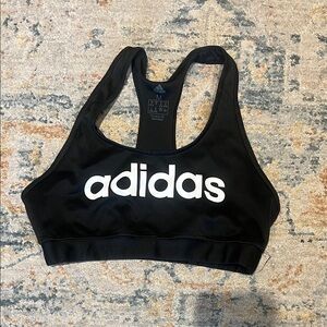 Adidas Black and White Logo Sports Bra